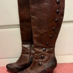 Chic Over the Knee Brown Boots with Button Accents
